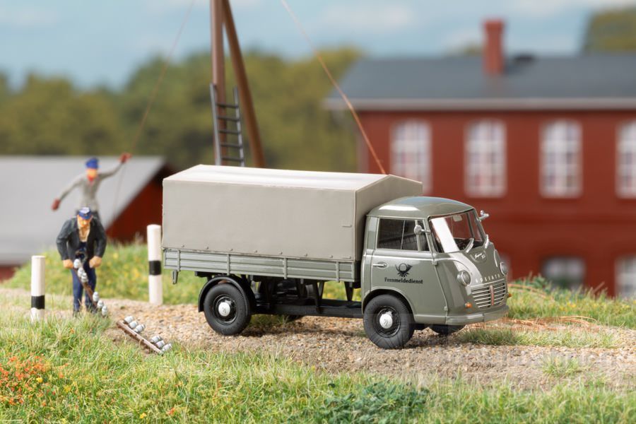 mini car 66026 - Goliath Express 1100 Pritschenwagen Plane Fernmeldedienst H0 1:87