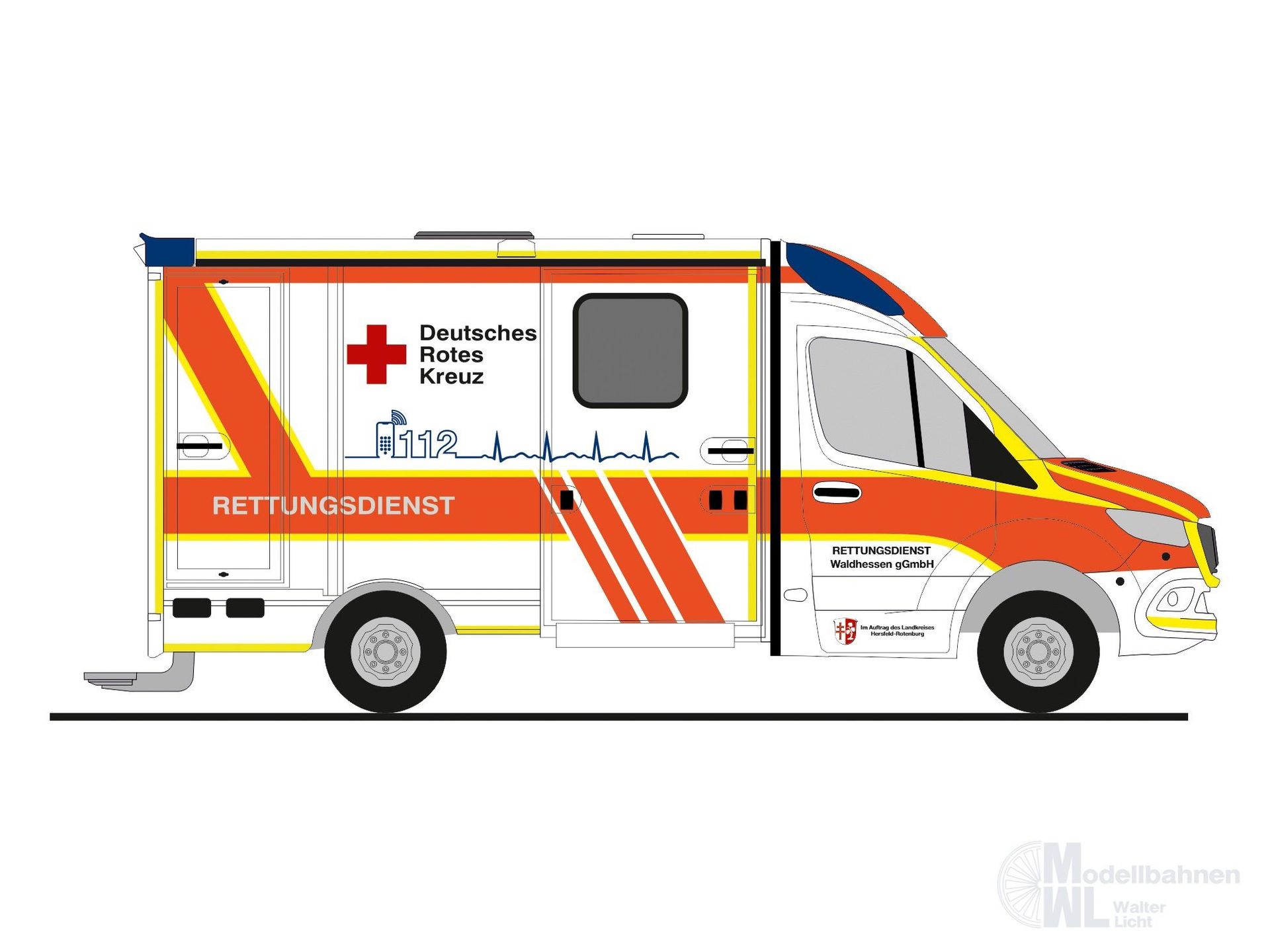 Rietze 76109 - Mercedes-Benz System Strobel RTW´18 Rettungsdienst Waldhessen H0 1:87