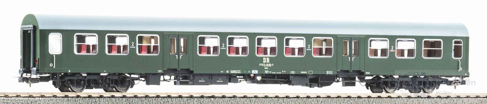 Piko 28000 - Mitteleinstiegswagen DR Ep.IV 2.Kl. Grün / graues Dach H0/GL