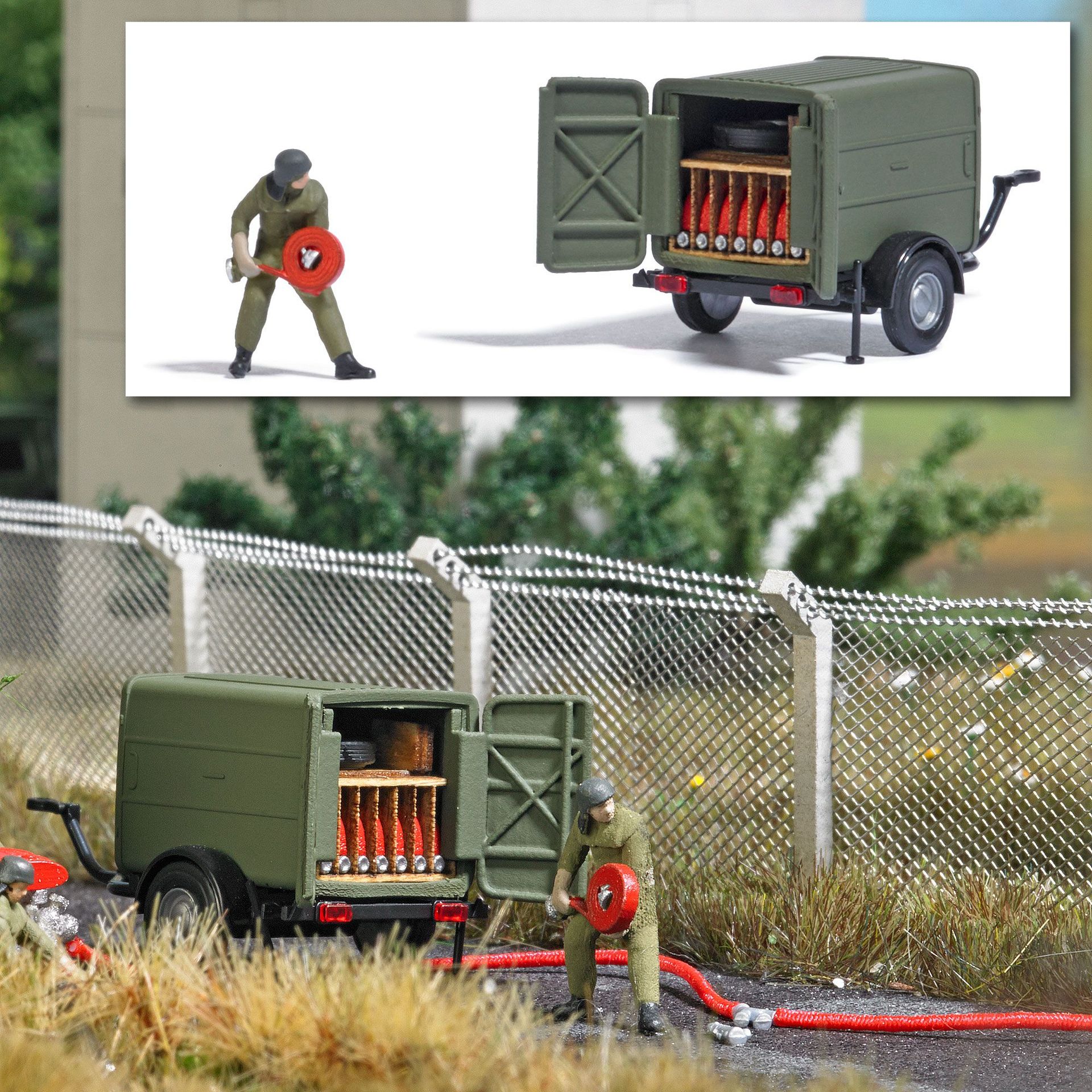 Busch 7963 - A-Set: Schlauchtransportanhänger STA H0 1:87