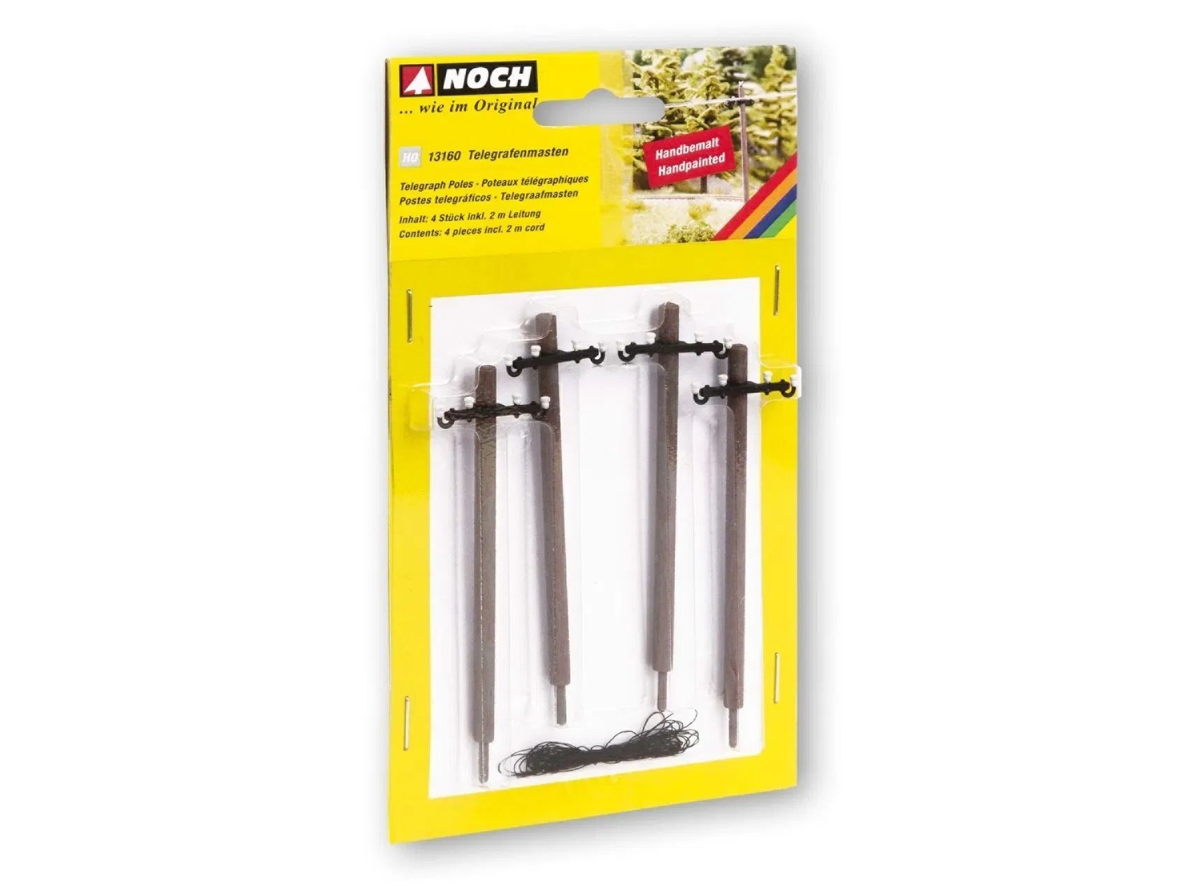 Noch 13160 - Telegrafenmasten 4 Stück inkl. 2 m Leitung H0 1:87