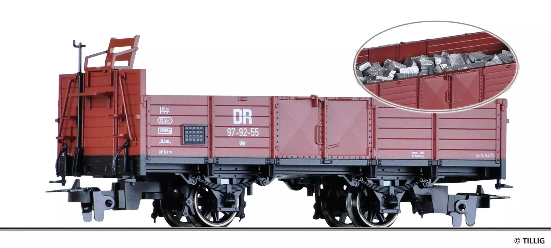 Tillig 05937 - Güterwagen offen DR Ep.III Owv beladen mit Aluminium-Masseln H0e