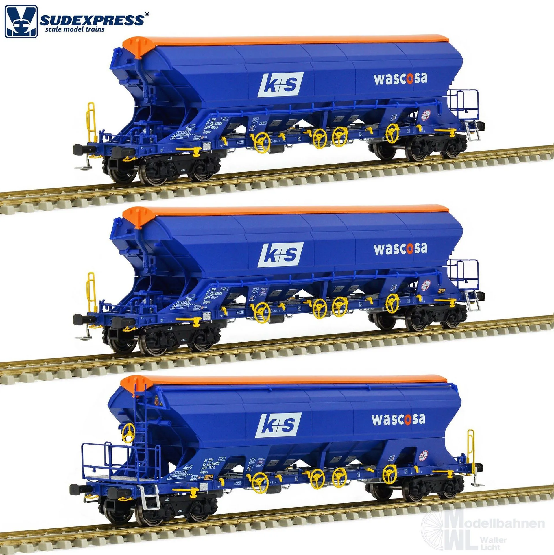 Sudexpress S659001 - Schüttgutwagen Set Wascosa Ep.VI 3.tlg. Tanpps H0/GL