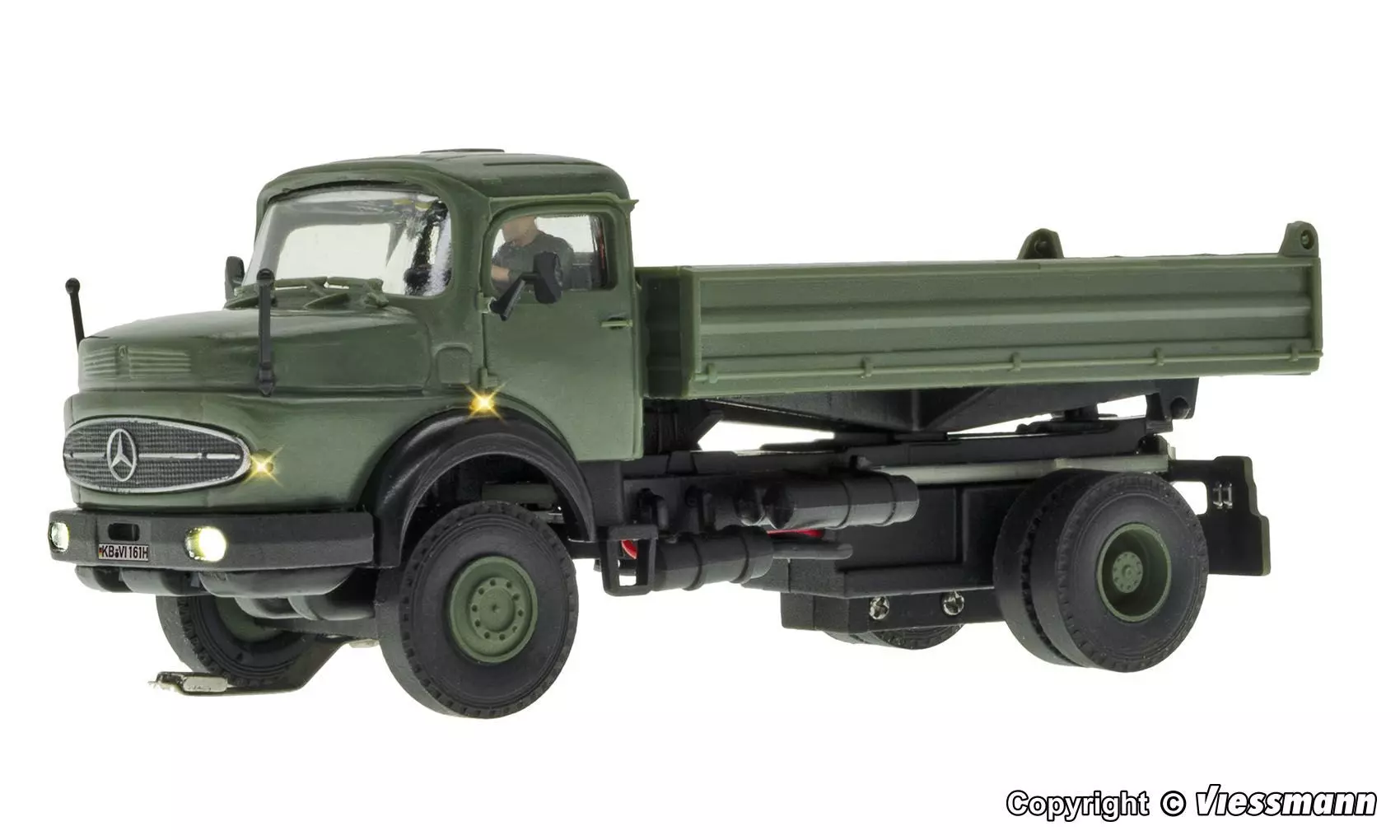 Viessmann 8161 - CarMotion Mercedes-Benz Rundhauber 2-achs mit Kipp-Pritsche Militär H0 1:87