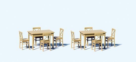 Preiser 68281 - 2 Tische und 8 Stühle. Bausat 1:50