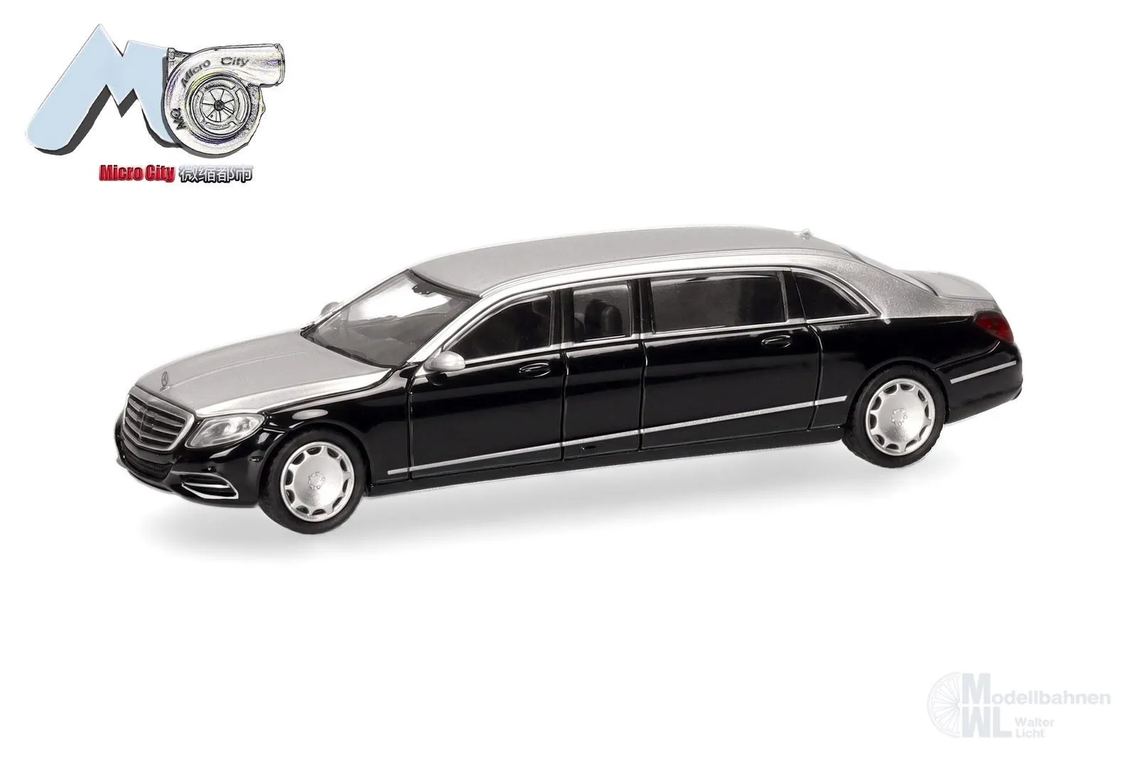 Herpa 87MC000147 - Mercedes-Benz S600 Pullmann W222 schwarz/silber H0 1:87