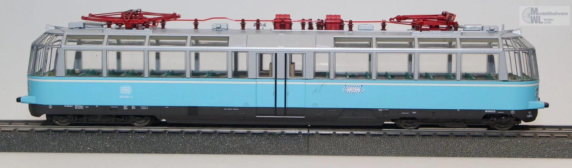 Märklin 37580 - MÄRKLIN - Aussichtstriebwagen BR 491 DB Ep.IV hellblau H0/WS Sound mfx