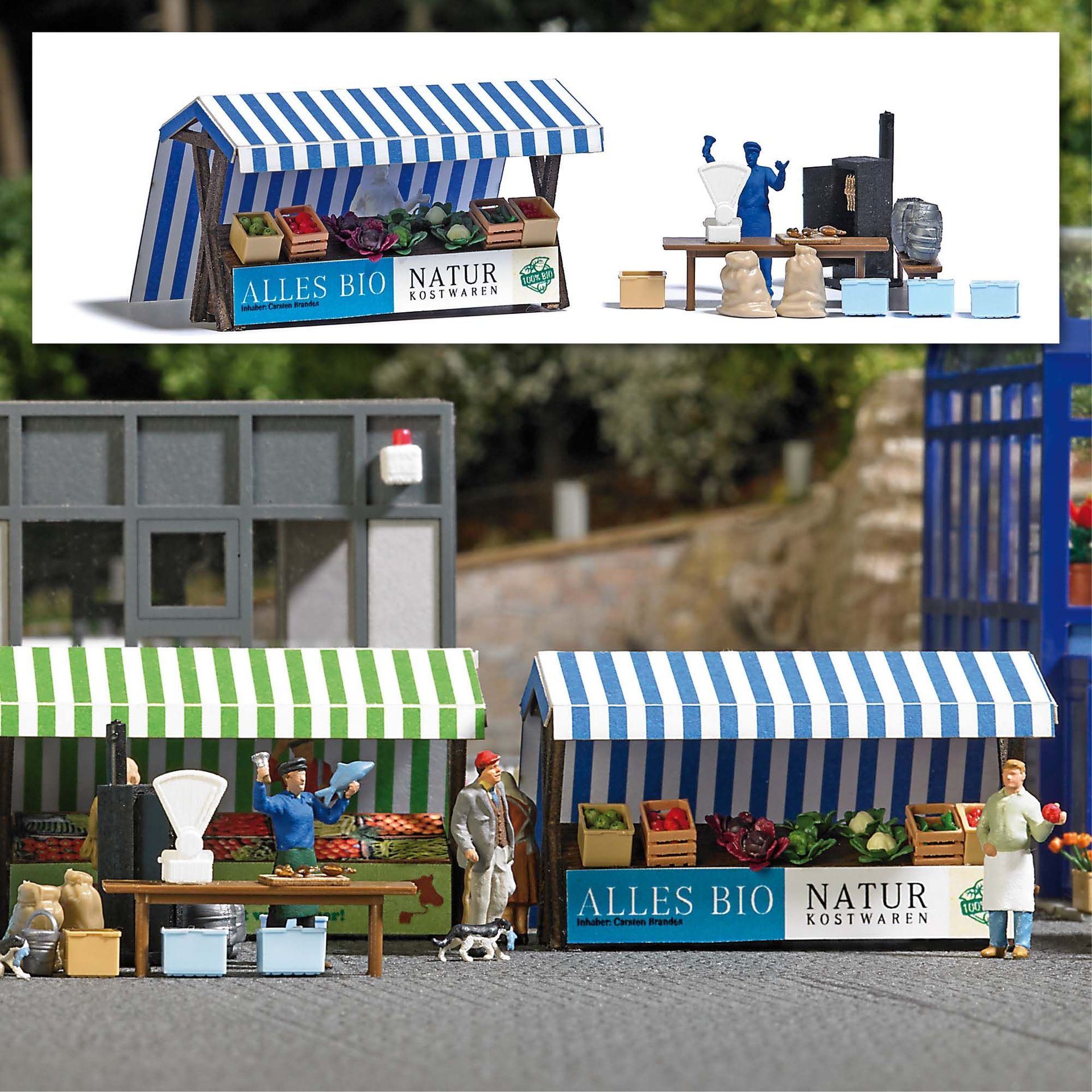 Busch 1823 - Marktstände Gemüse/Fisch H0 1:87 Busch 1823 - Marktstände Gemüse/Fisch H0 1:87