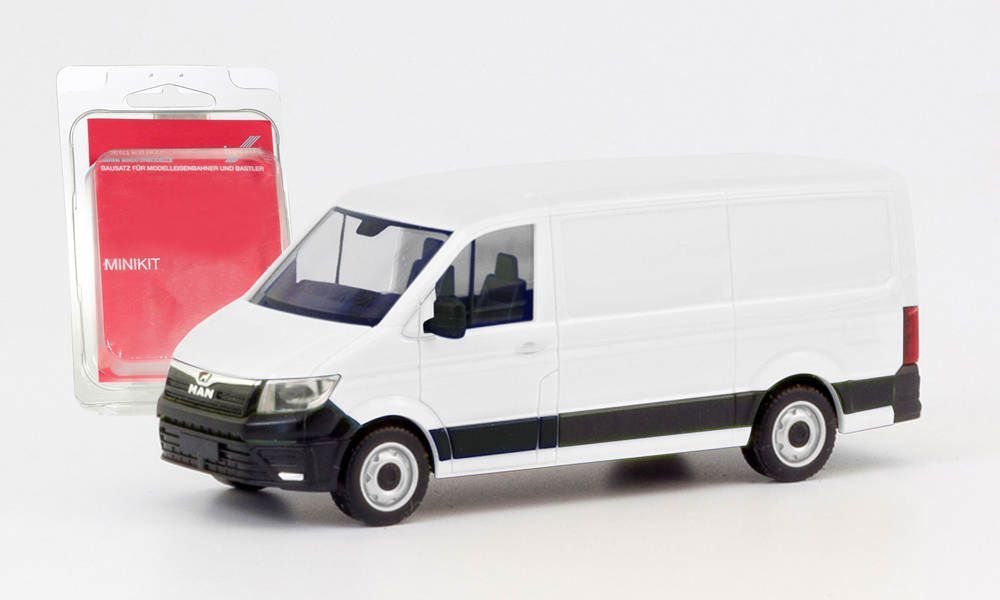 Herpa 13857 - Minikit MAN TGE Kasten Flachdach weiß 1:87