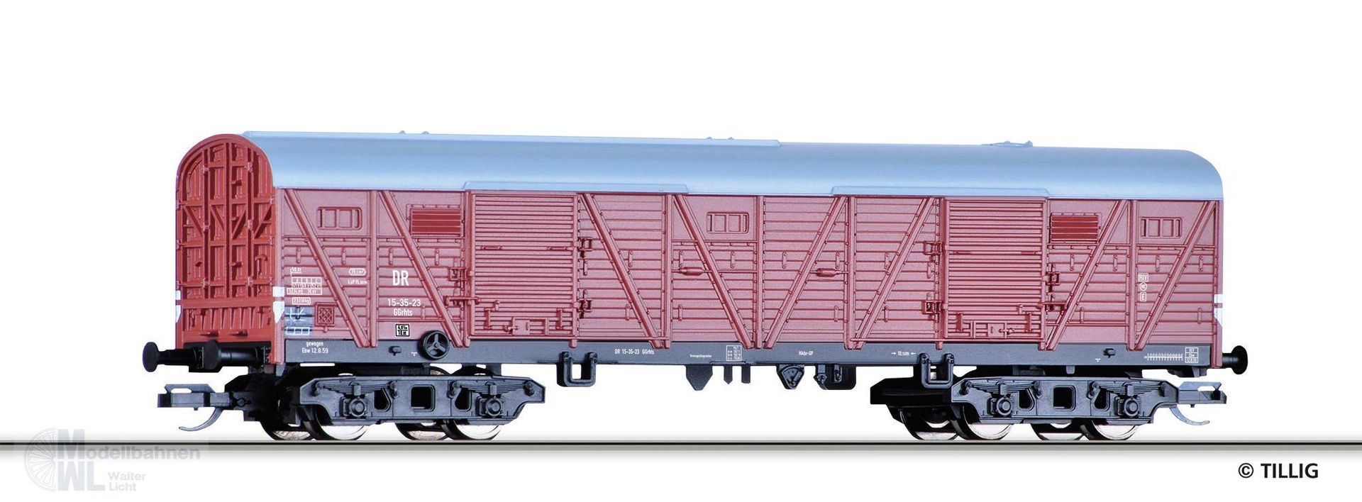 Tillig 15118 - Güterwagen ged. DR Ep.III GGrhts TT 1:120