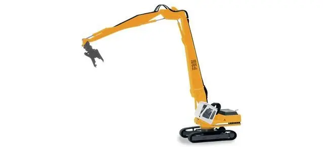 Herpa 152006-001 - Liebherr Raupenbagger Longfront mit Abbruchzange gelb 1:87