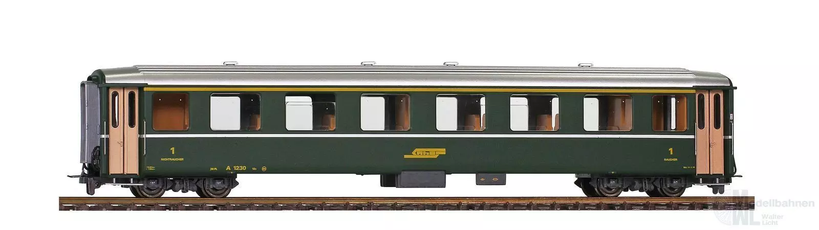 Bemo 3252110 - Einheitswagen EW I RhB Ep.IV/V A 1230 grün H0m