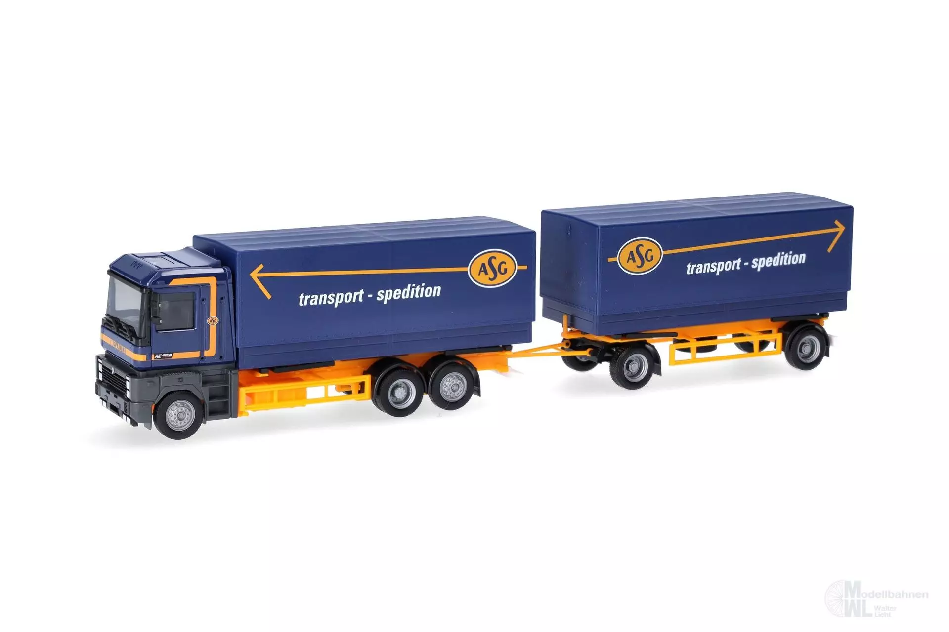 Herpa 320160 - Renault AE Wechselpritschen-Hängerzug ASG H0 1:87