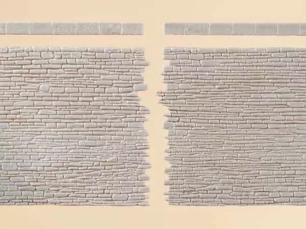 Auhagen 42649 - 2 Steinmauern mit Abschlusssteinen H0 1:87 / TT 1:120