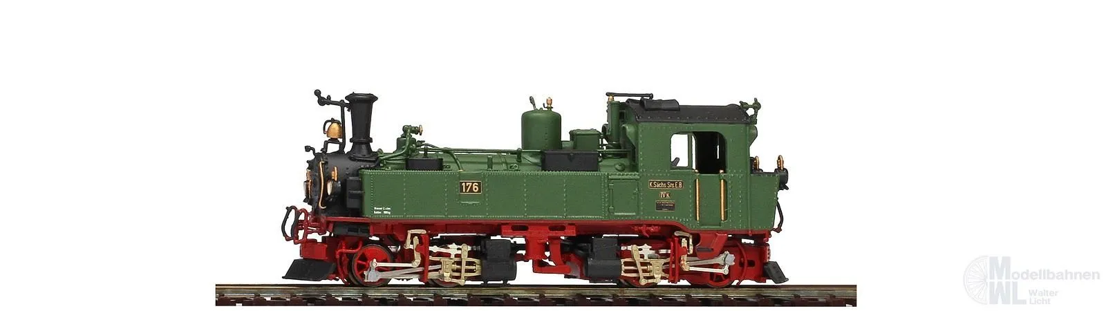 Bemo 1016836 - Dampflok K.Sä.Sts.B. Ep.I 176 sä.IV K grün Fertigmodell H0e