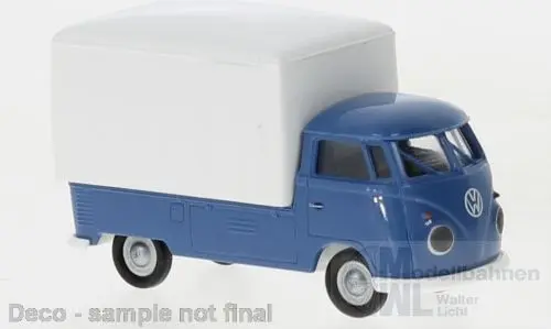 Brekina 32857 - VW T1b Großraumkasten brillantblau/weiß H0 1:87