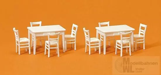 Preiser 17217 - 2 Tische, 8 Stühle Bausatz H0 1:87