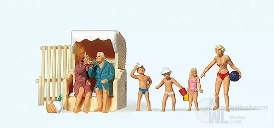 Preiser 10438 - Paar im Strandkkorb, spielende Kinder H0 1:87