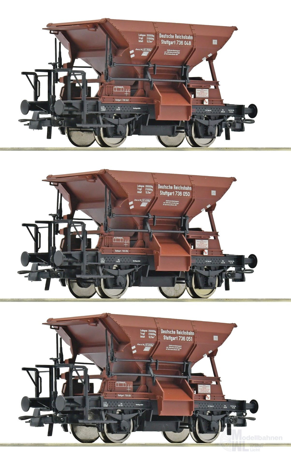 Roco 6600265 - Schotterwagen Set DRG Ep.II 3.tlg. Talbot H0/GL