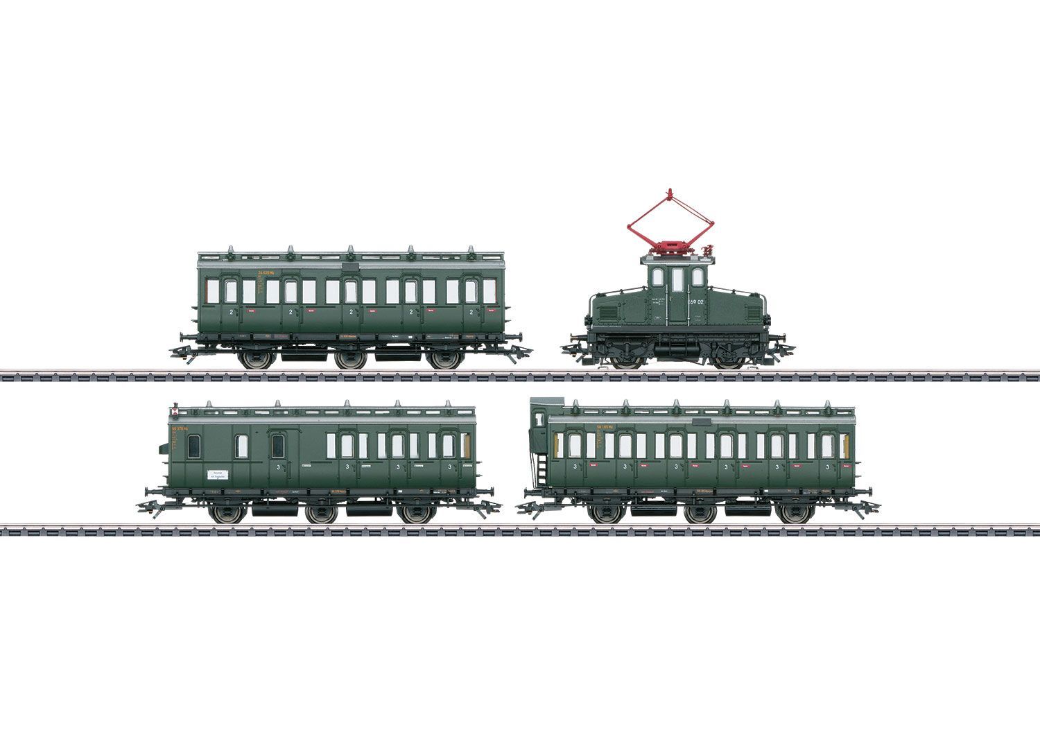 Märklin 26195 - MÄRKLIN - Zugpackung Personenzug mit E69 und Abteilwagen DB Ep.III 4 H0/WS Sound