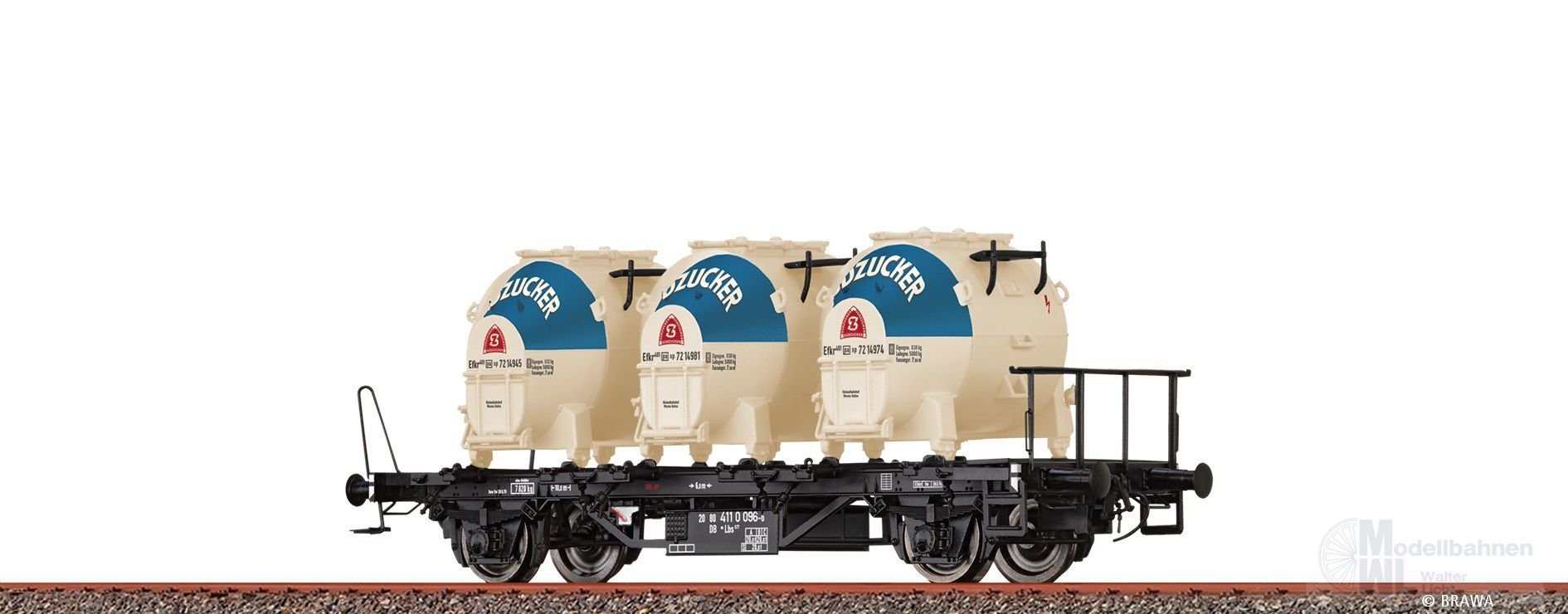 Brawa 50922 - Behältertragwagen DB Ep.IV Lbs577 Südzucker H0/GL Brawa 50922 - Behältertragwagen DB Ep.IV Lbs577 Südzucker H0/GL