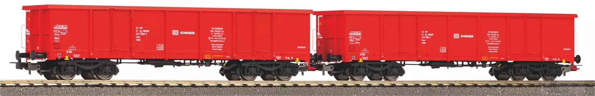 Piko 58280 - Güterwagen Set DB Schenker Rail Polska Ep.VI 2.tlg. Eaos H0/GL