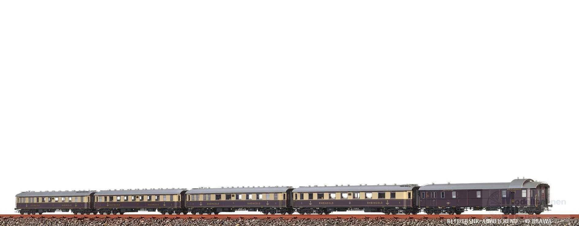 Brawa 46466 - Schnellzugwagenset Rheingold DRG Ep.II 5.tlg. H0/GL