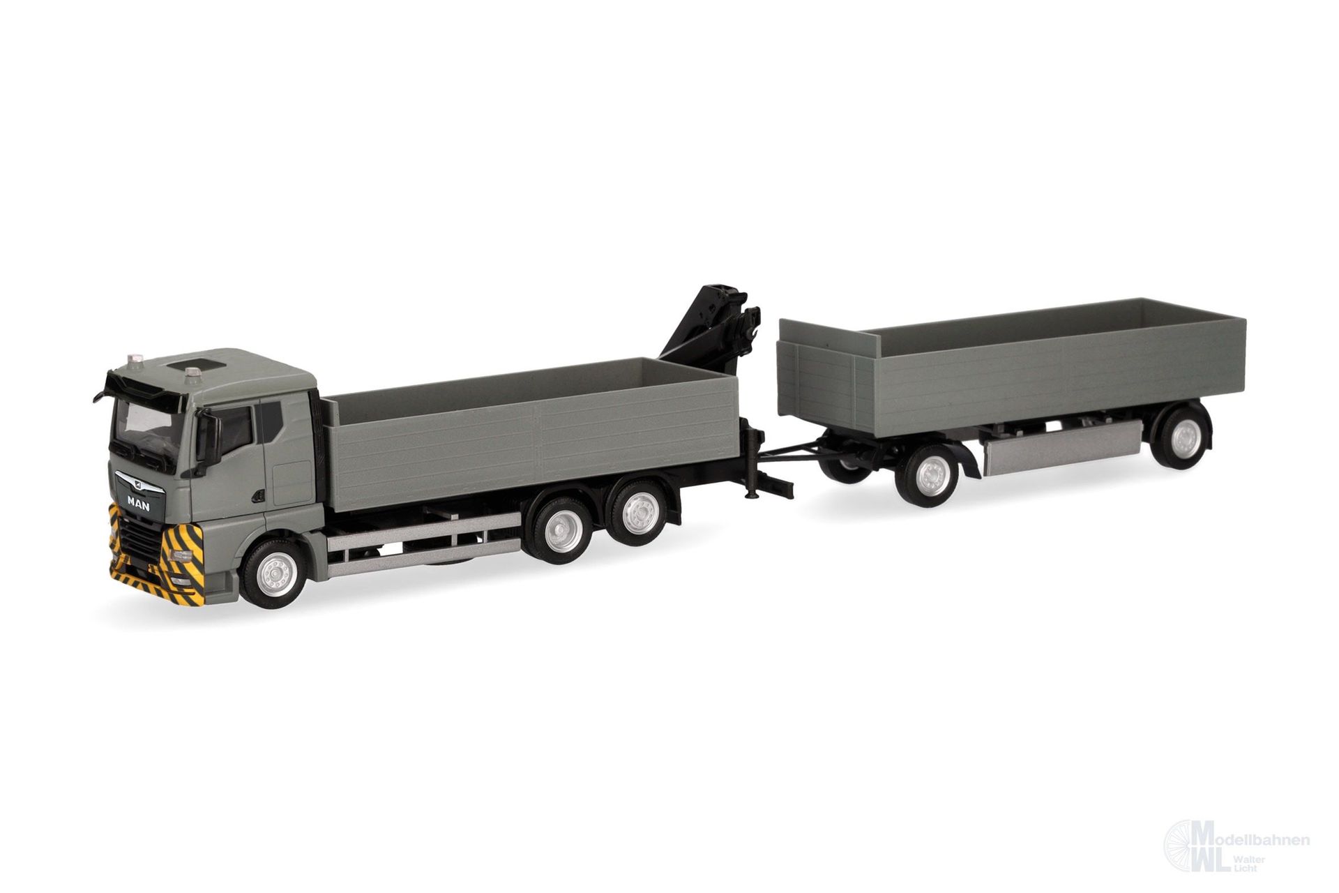 Herpa 320825 - MAN TGX GN Pritschen-Hängerzug mit Kran H0 1:87