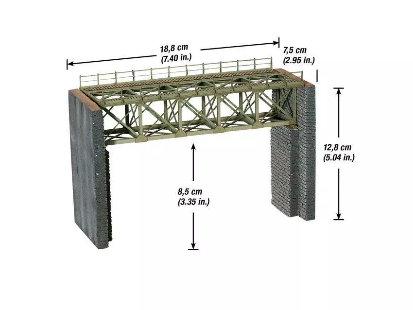 Noch 67010 - Stahlbrücke mit Brückenköpfen H0 1:87