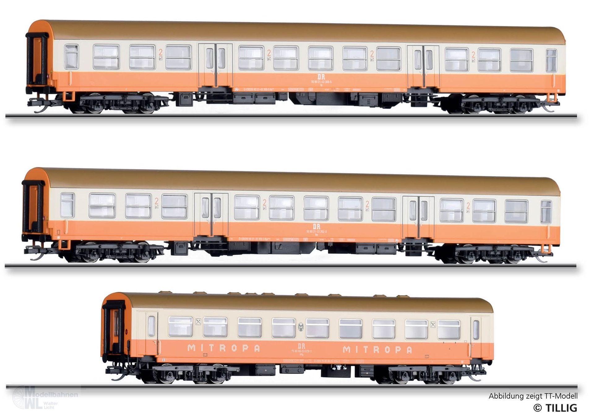 Tillig 70061 - Personenwagen Set Museums-Städteexpress Erfurter Bahnservice GmbH Ep. VI 