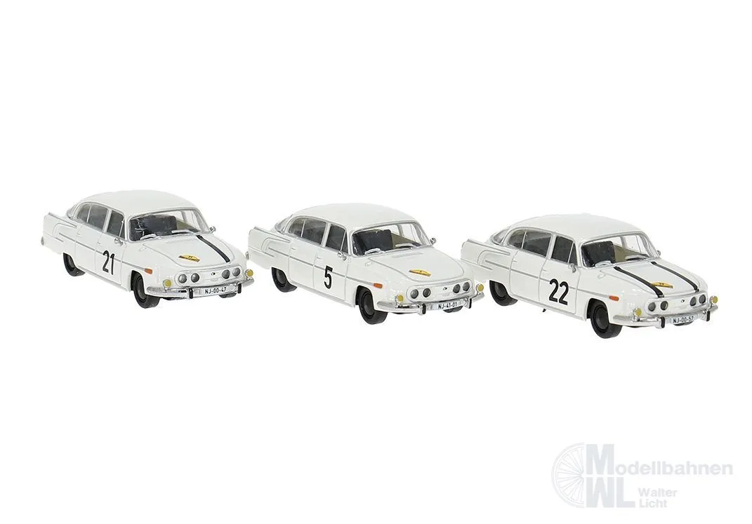 Brekina 27333 - Set mit 3 Tatra 603 Teilnehmer des Marathon de la route 1965 H0 1:87