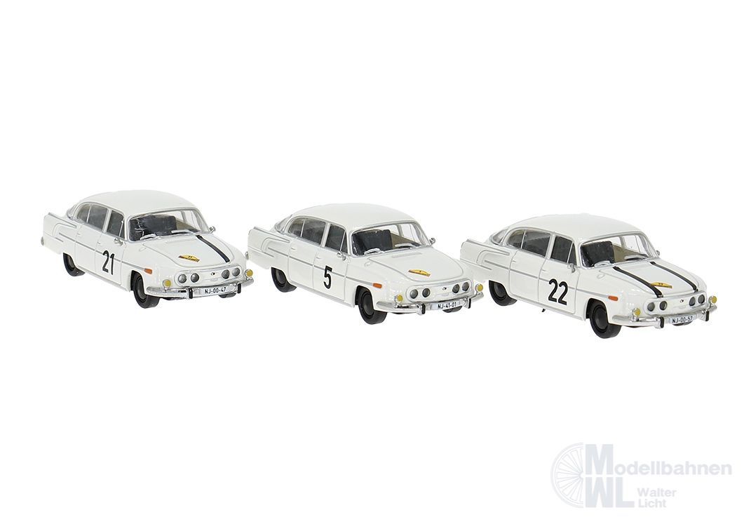 Brekina 27333 - Set mit 3 Tatra 603 Teilnehmer des Marathon de la route 1965 H0 1:87