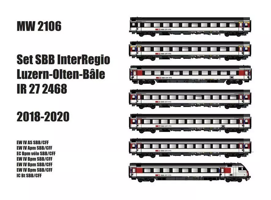 LS Models MW2106AC - Personenwagen Set SBB Ep.VI IR 27 7.tlg. H0/WS