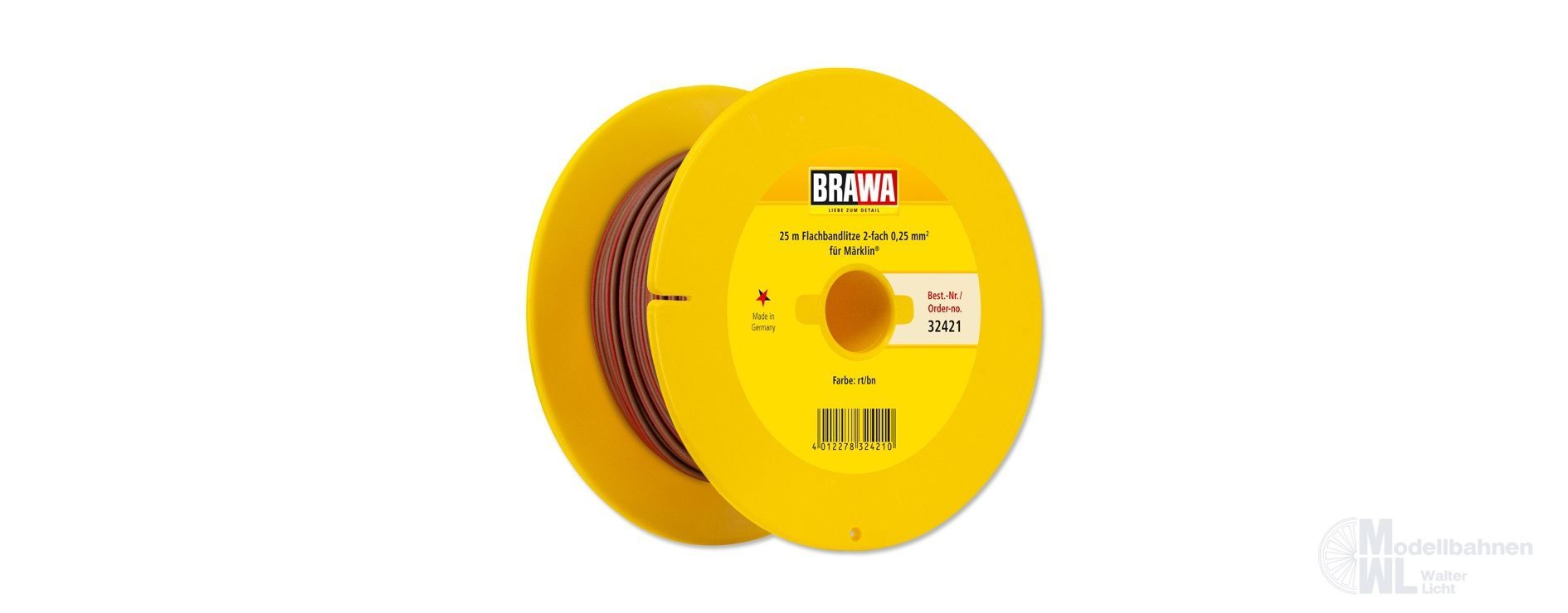 Brawa 32421 - Doppellitze braun/rot 0,25 mm² 25 m Spule
