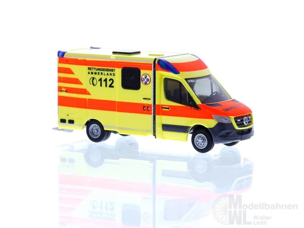 Rietze 76086 - Mercedes-Benz Strobel RTW´18 Rettungsdienst Ammerland H0 1:87