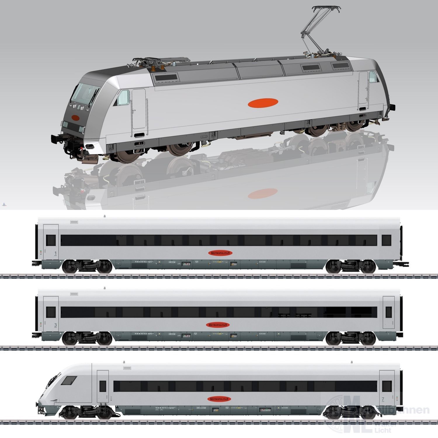 Piko 58151 - Zugpackung Metropolitan Express Train MET DB Ep.V 4.tlg. H0/GL Sound