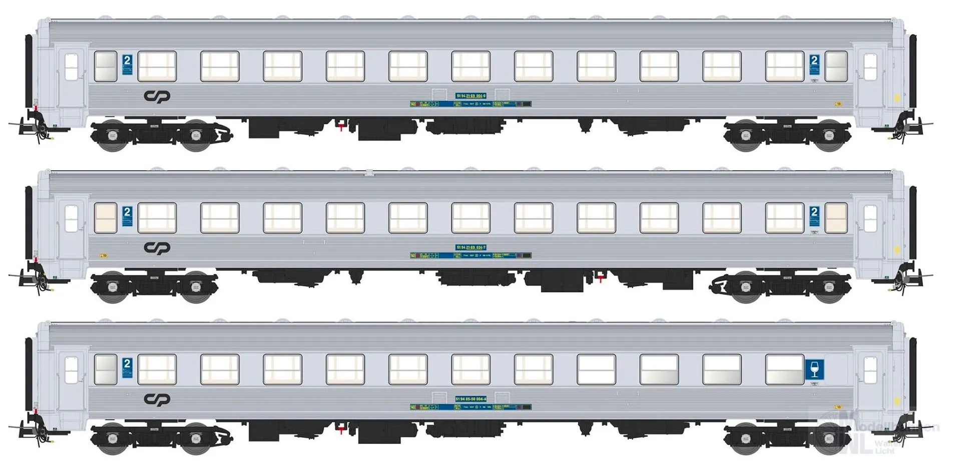 Sudexpress S1202 - Personenwagen Set CP Ep.V 3.tlg. Carruagens Sorefame 21-69 H0/GL