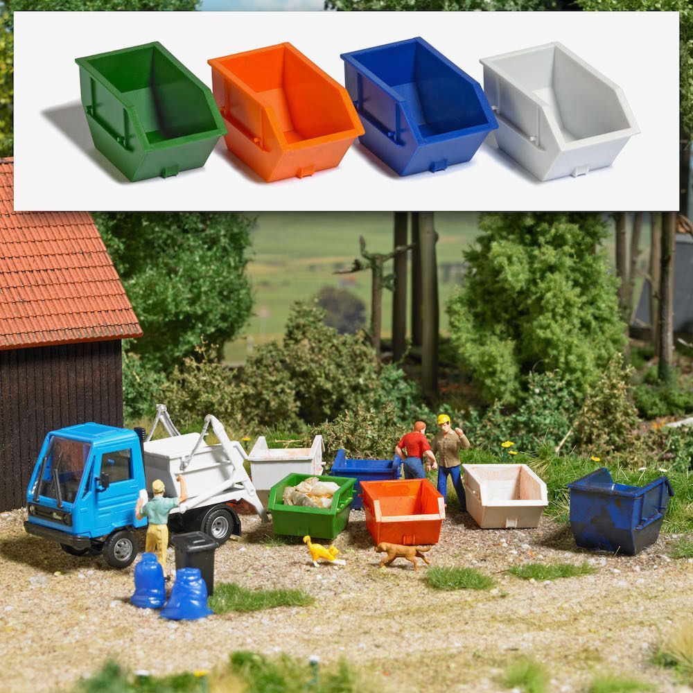Busch 7753 - M-Set: 4 Absetzcontainer 2,5m³ H0 1:87