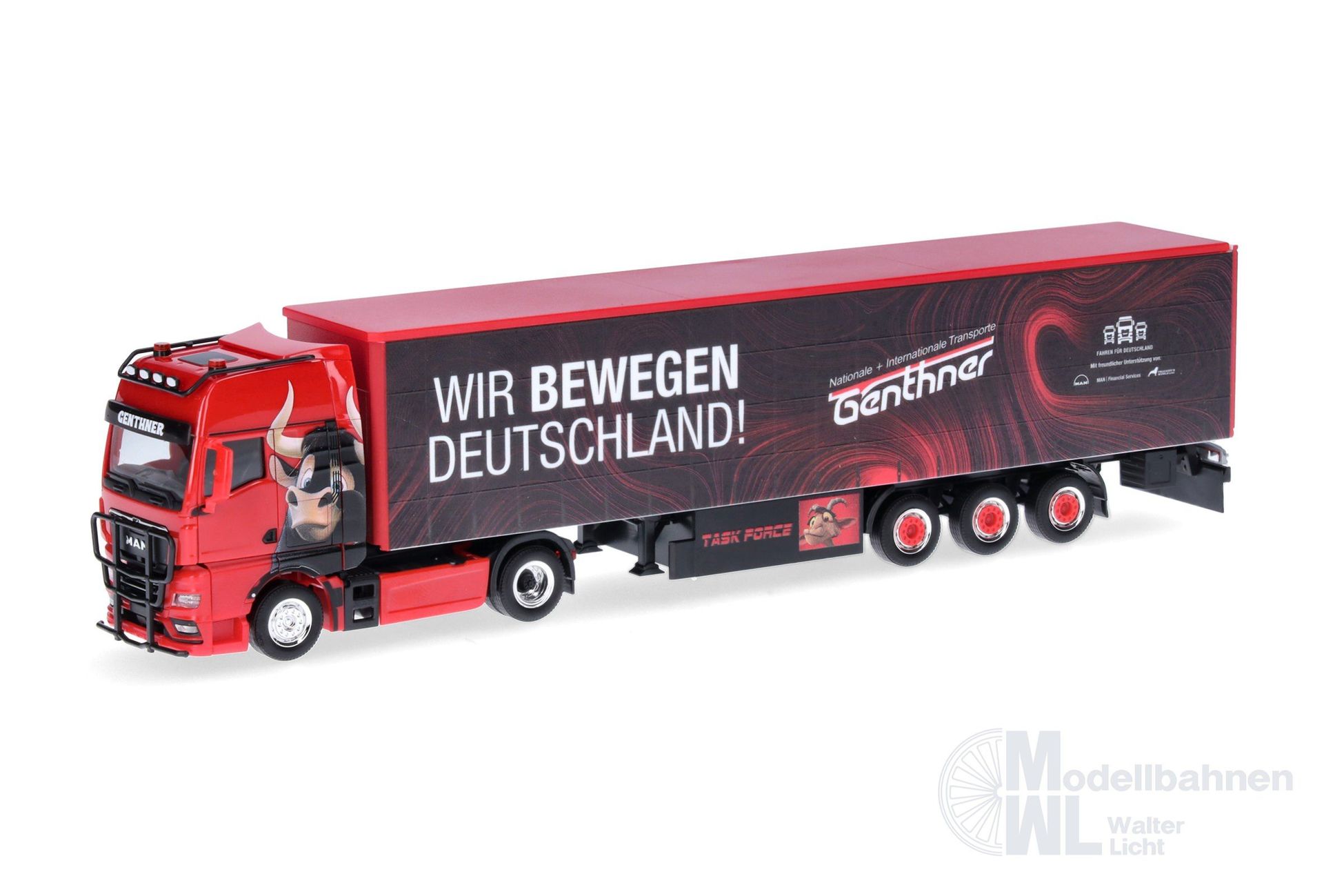 Herpa 318075 - MAN TGX GX Gardinenplanen-Sattelzug Genthner H0 1:87