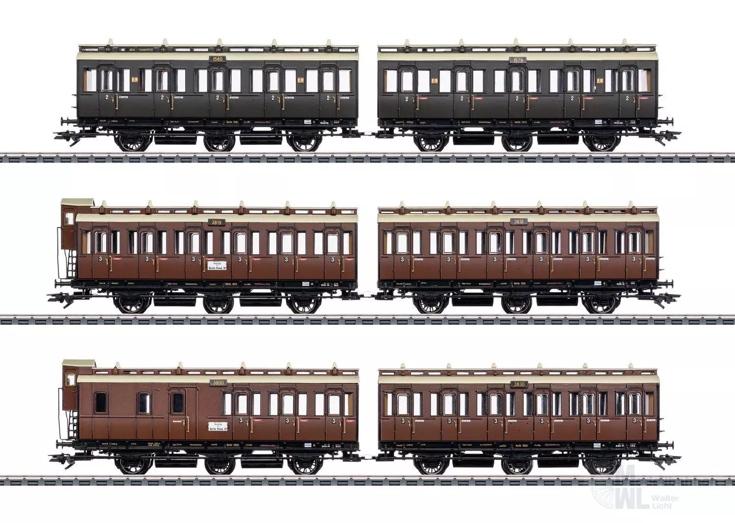 Märklin 42047 - Abteilwagen-Set KPEV Ep.I 6.tlg. (3 Wagen-Paare)H0/WS
