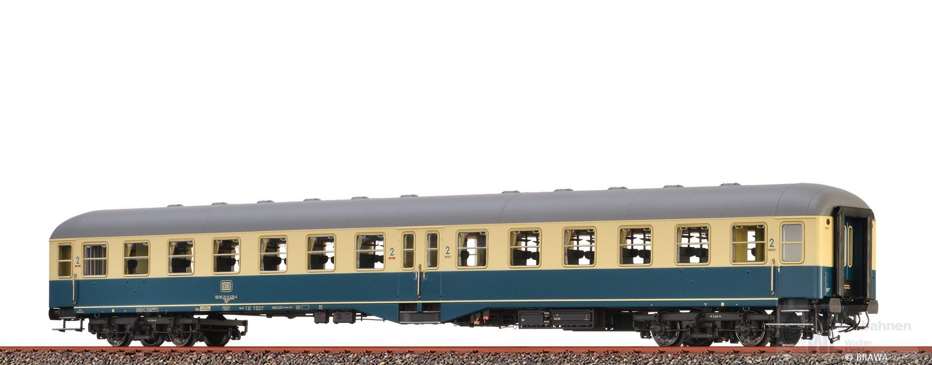 Brawa 58035 - Mitteleinstiegswagen DB Ep.IV 2.Kl. ozeanblau/beige H0/WS Innenbel