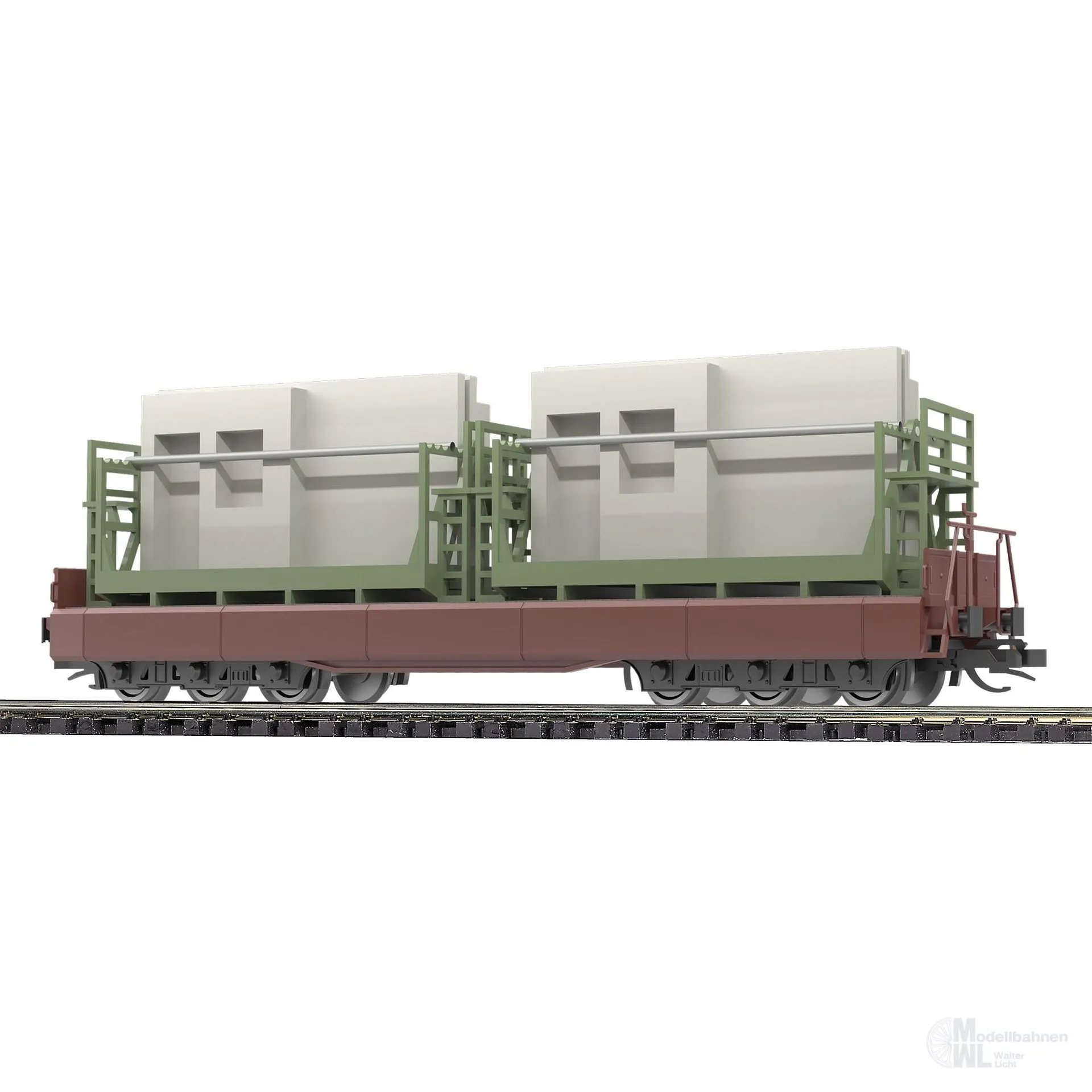 Busch 31655 - Flachwagen DR Ep.IV Samm 4818 Ladegut Wohnungsbauplatten  TT 1:120