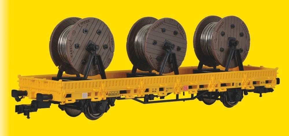 Kibri 26269 - Niederbordwagen mit 3 Kabelrollen GleisBau Fertigmodell H0/GL