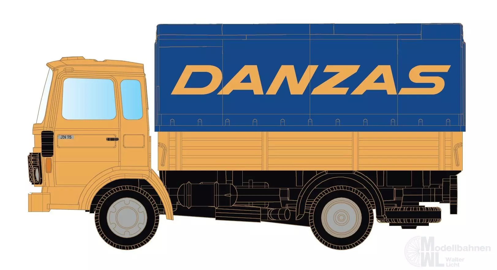 Lemke Minis 4863 - Renault JK75 mit Pritsche/Plane DANZAS N 1:160