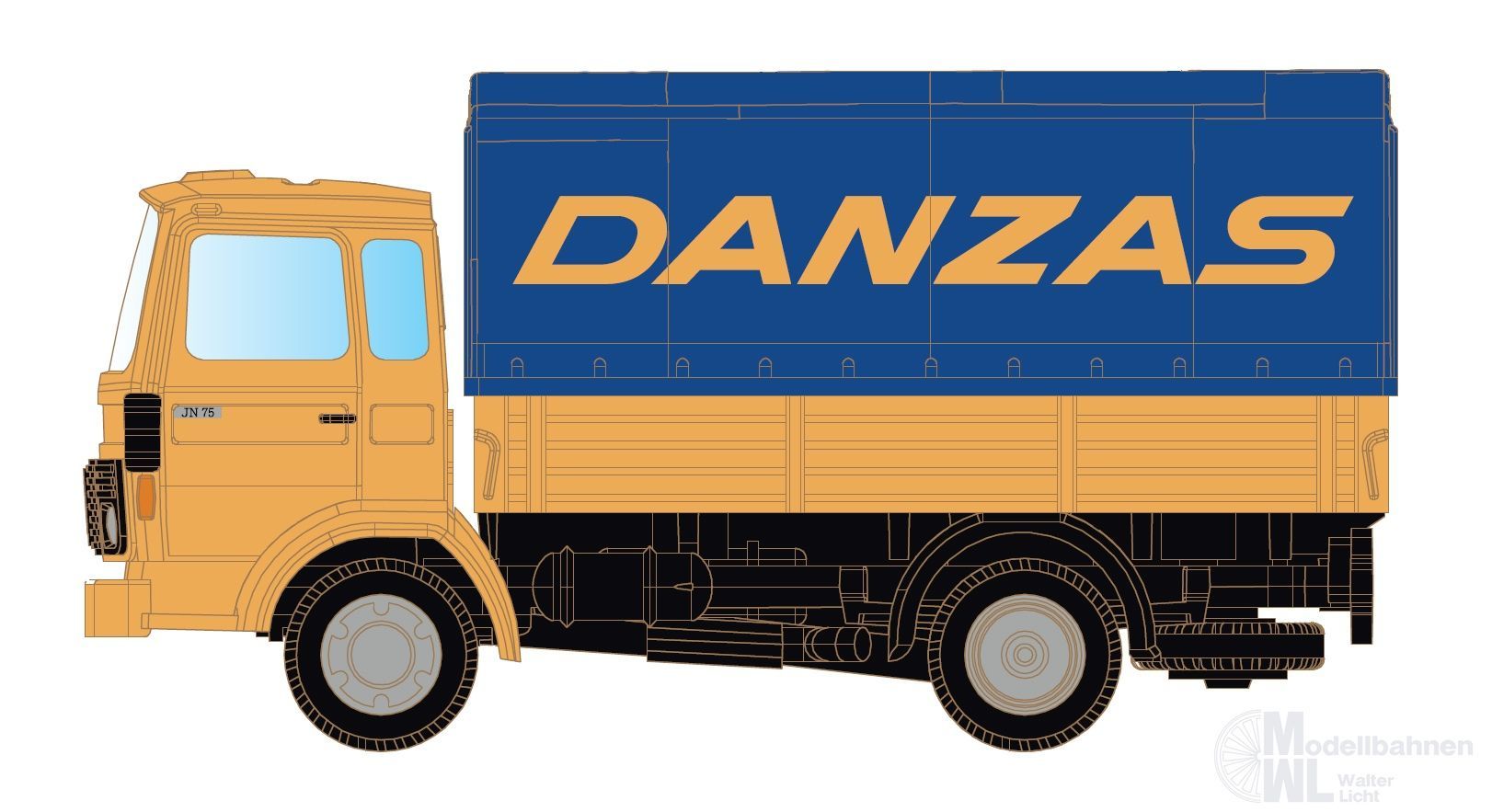 Lemke Minis 4863 - Renault JK75 mit Pritsche/Plane DANZAS N 1:160