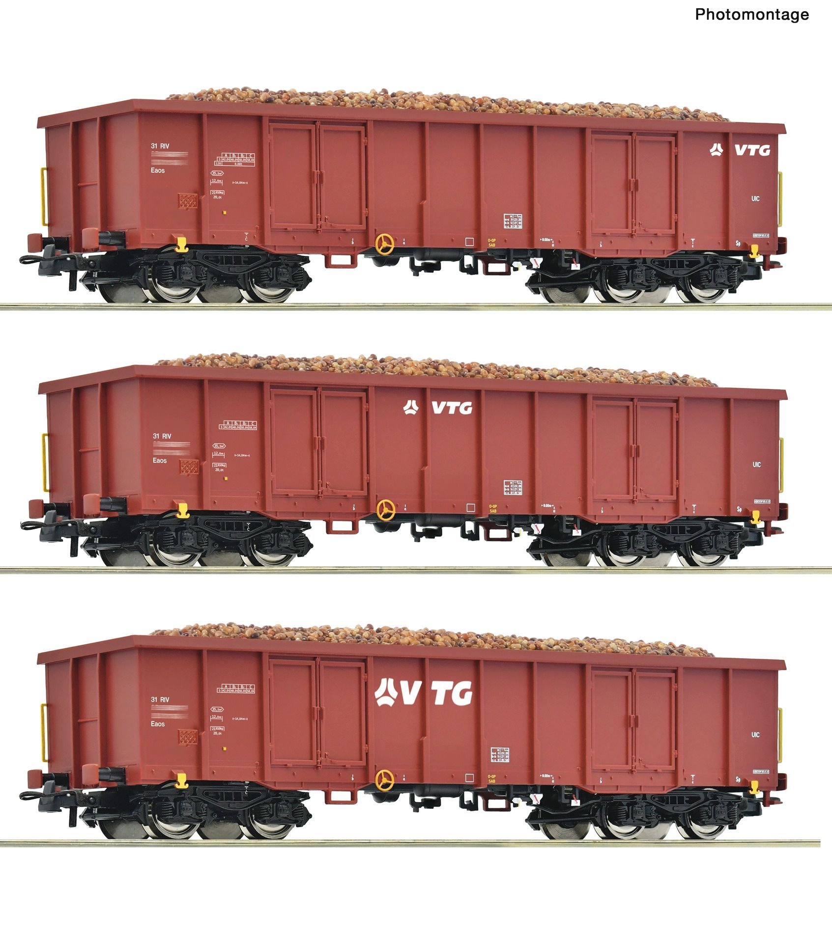 Roco 6600429 - 3er Set Hochbordwagen VTG