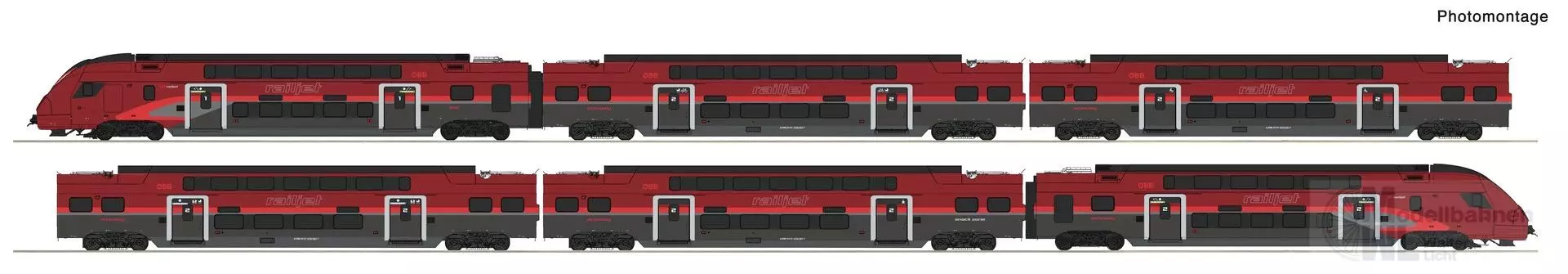 Roco 7700039 - Doppelstock Triebzug Rh 4706 ÖBB Ep.VI Railjet H0/GL