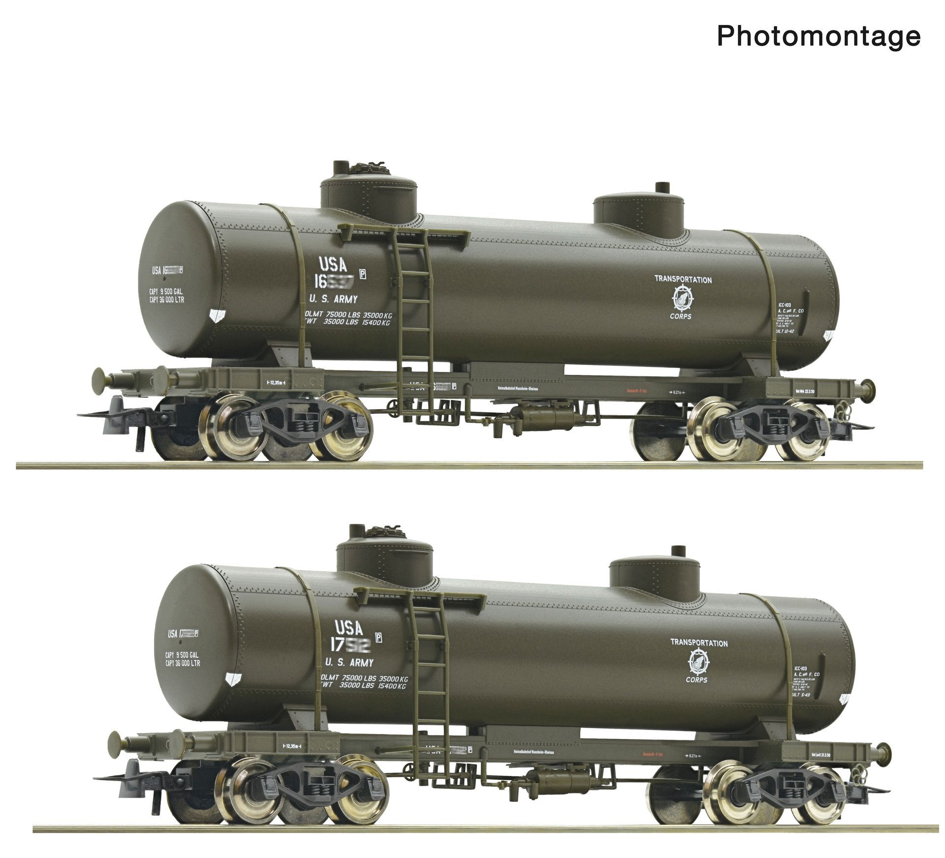 Roco 6600358 - Kesselwagen Set USATC Ep.II 2.tlg. H0/GL
