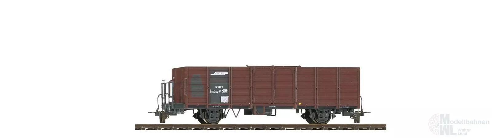 Bemo 2251123 - Hochbordwagen RhB Ep.IV/V E 6633 mit Blechtafel terrabraun H0m