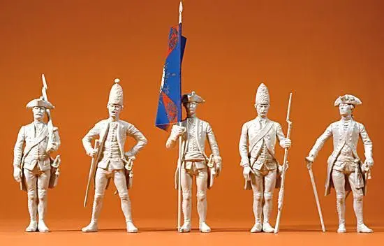 Preiser 57808 - Preußen um 1756 5 Figuren unbemalt 1:24
